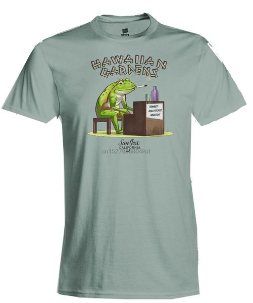 

hawaiian gardens san jose ca tiki bar frog playing piano t-shirt sport hooded sweatshirt hoodie