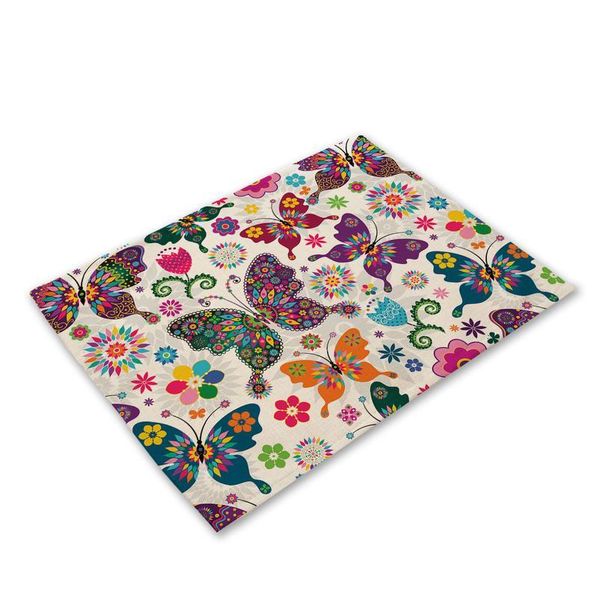 

1pc tropical butterfly cotton linen pad pattern kitchen placemat coaster bowl cup mats dining table mats 42*32cm ho bbyzlo