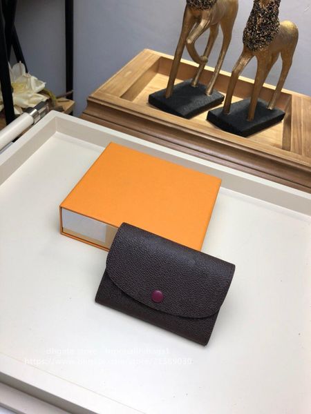 

2020 new designer wallet with box luxury genuine leather classic letter womens purse with box 12x8cm m41939 n, Red;black