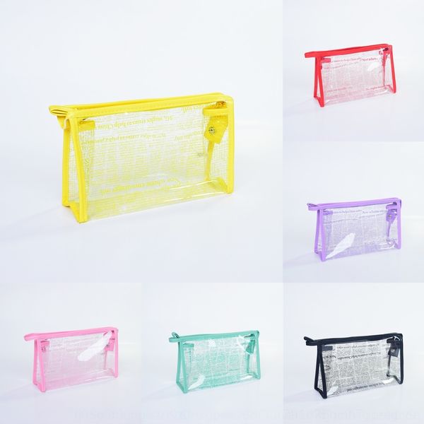 

9skih waterproof summer pvc bag cosmetic newspaper cosmetic 2020 wash gift creative newspaper pattern bag transparent 34brs