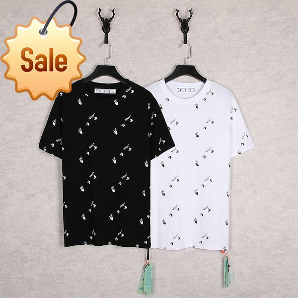 

off spring fashion and summer br full letter printing short sleeve t-shirt style european loose men's women's bottom shirt half, White;black