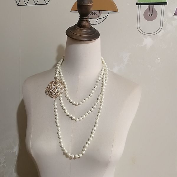 

luxury women layerd crystal flower pearl choker necklace jewelry 0927, Silver