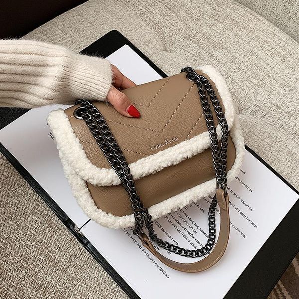 

shoulder bags 2021 korean style hairy edge single messenger chain versatile small square bag
