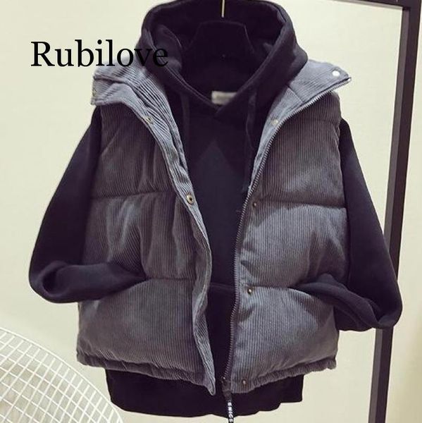 

new fashion women vest coat autumn winter warm thick short waistcoat female parkas cotton sleeveless corduroy jacket vest, Black;white