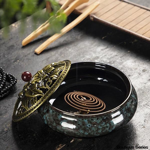 Bruciatore di incenso carbone di ceramica grande porta incenso nuova bobina 2022 Buddha decorazione domestica zanzara