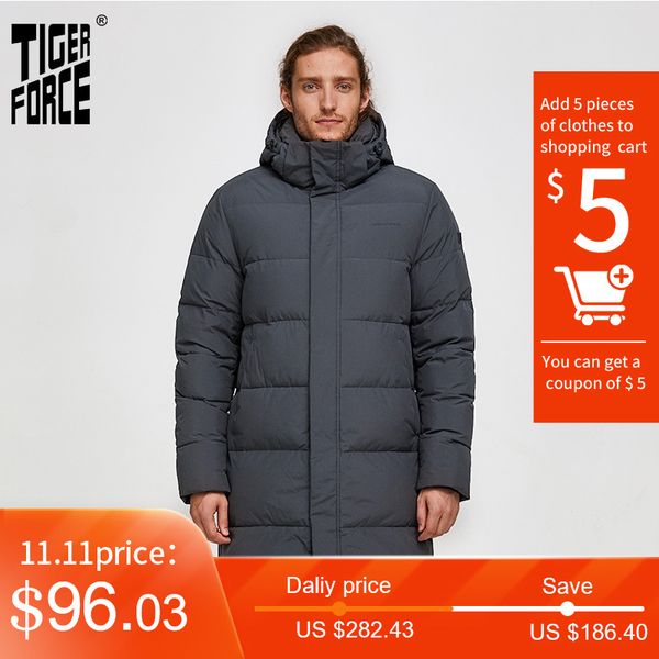 Tiger Kraft Weiße Ente Daunenjacke Männer Winter Lange Kugeljacken Männliche Daunenjacke mit Kapuze Beiläufige Verdicken Warme Mantel 201103