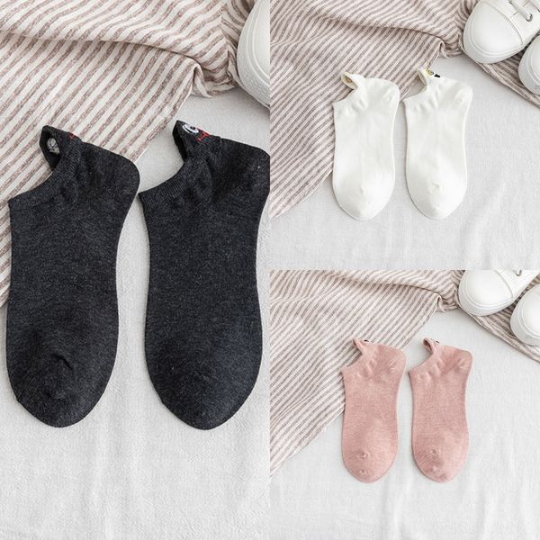 

u6nlx cute shallow sockssocks boat cartoon personality embroidery expression socks boat funny and socksspring and summer versatile pack chil, Black