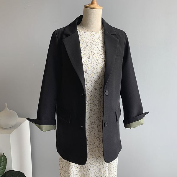 

2021 new autumn turn down collar blue blazer casual ladies vintage blzaers coat feminino for women uqwg, White;black