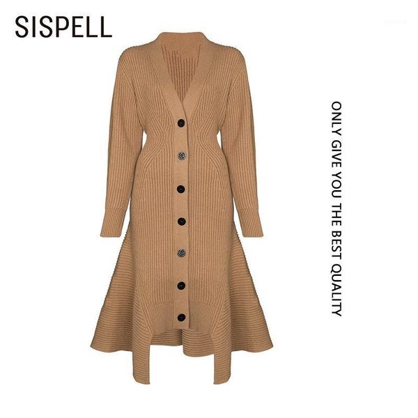 

sispell irregular hem woemn's knitting sweater cardigan long sleeve loose for female casual sweater fashion 2020 autumn tide1, White