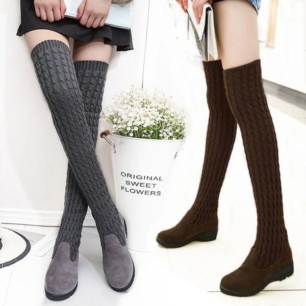 

boots fashion runway crystal stretch fabric sock pointy toe over-the-knee heel thigh high pointed woman boot1, Black