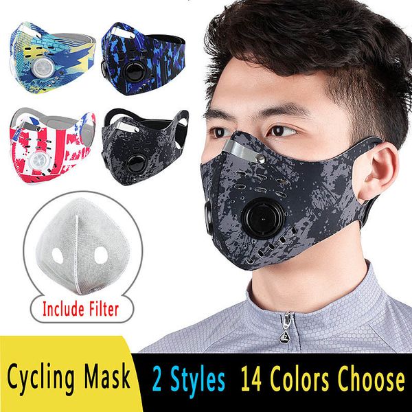 

cycling mask double breathing valve mask outdoor windproof anti-dust bib driving travel sports goods replaceable activated carbon filter