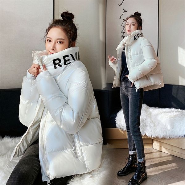 

winter parkas harajuku black cropped reflective short jackets for women clothing basic oversized sleeves warm bomber windbreaker 201210