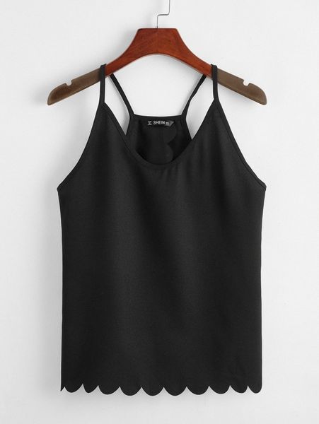 

overlap split back scalloped cami k2lg#, White
