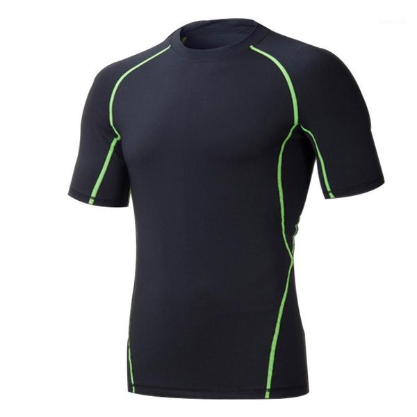 

quick drying short sleeve t shirt exercise bodybuilding compression tights underwear clothing sport plus size1, Gray;blue