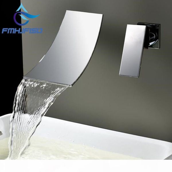 

wall mounted waterfall bathroom faucet chrome brass spout vanity sink mixer tap