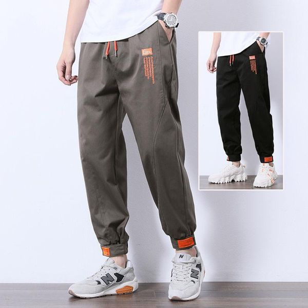 

mens joggers pants spring/summer casual pants male loose korean teenagers 9 capri-pants harlan ankle banded street fashion1, Black
