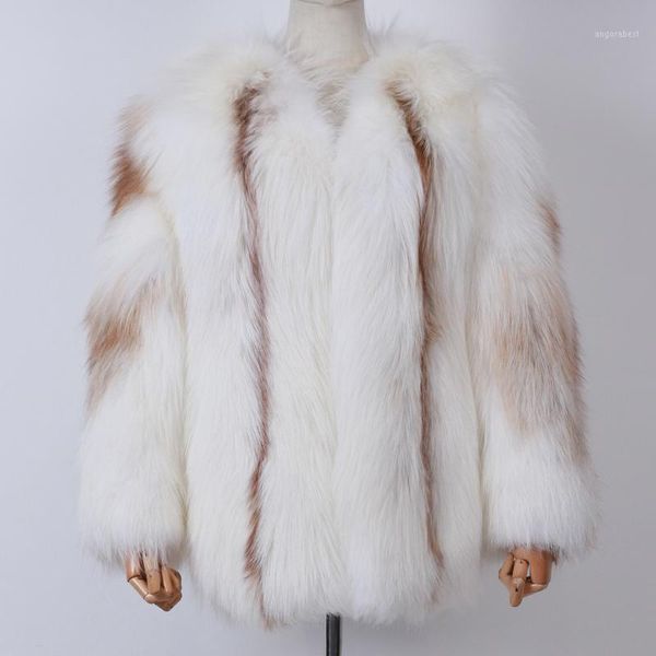 

natural women ladies jacket coat one body full pelt fur outwear1, Black