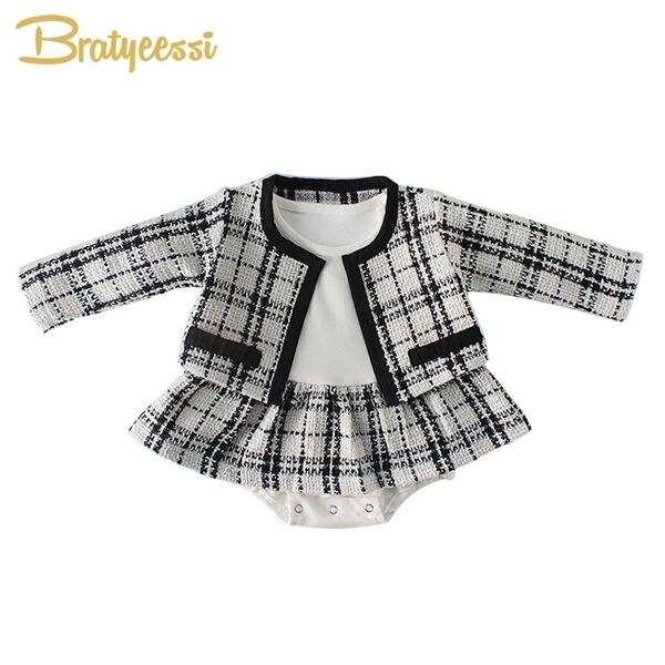

fashion rompers for girls plaid infant jumpsuit girl romper with coat onesie toddler clothes baby costume c1018, Blue