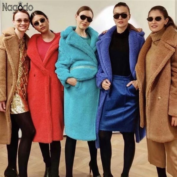 

nagodo long teddy coat 2020 winter warm lamb wool fur coats clothes for pregnant women oversize ladies jacket 12 colors1, Black