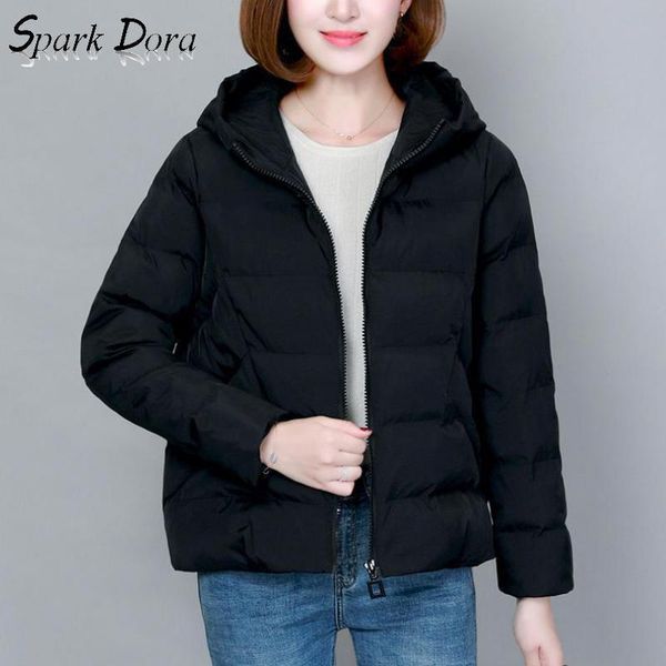 

woman winter new coats and jackets winter fashion simple long sleeve padded casual zipper thick comfort light bread cotton coat, Black