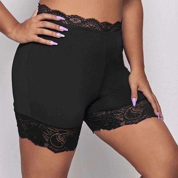 

lace pants three two in one anti light leggings slim safety shorts women, White;black