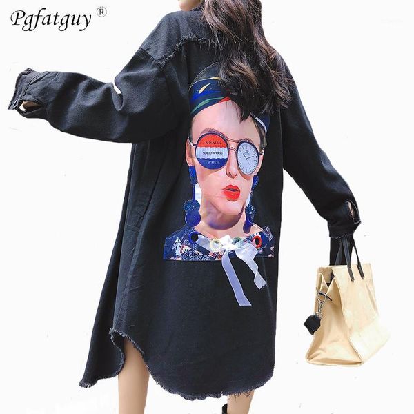 

2018 women back patch designs loose denim jackets women winter denim jackets for jeans jacket burr hem coats1, Black;brown