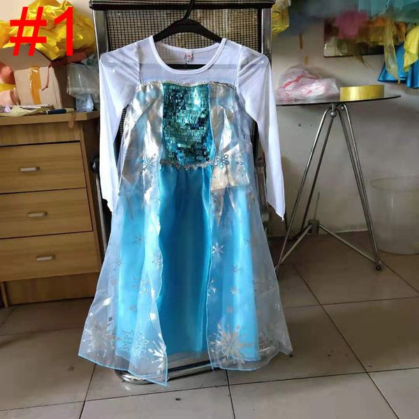 

dress girls princess gown kids sequins mesh princess snow queen cosplay costume kids prom clothes girls party, Blue