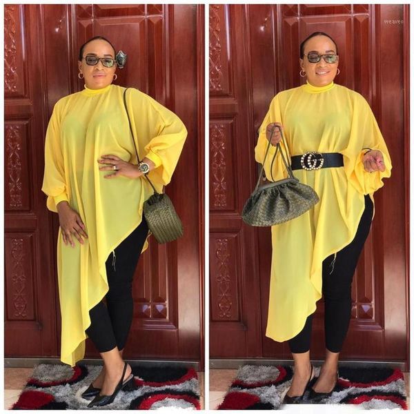 

new style african women clothing dashiki fashion pure color chiffon irregular hem loose dress size s - 5xl ml5421, Red