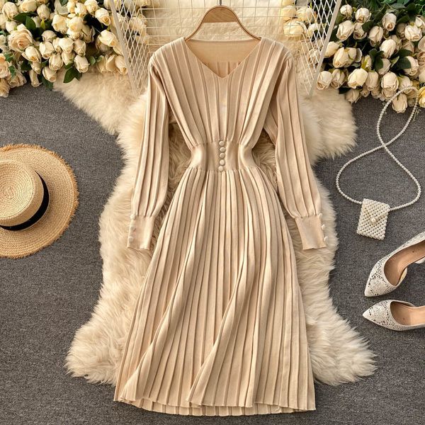 

2021 new designer knitted or crocheted dress women's long the line dressed winter chic sweater prox, Black;gray