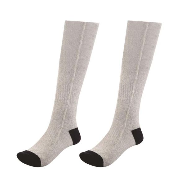

1pair men women spandex hiking winter non slip foot warmer sweat absorbing hunting electric thermal heated socks fishing solid, Black