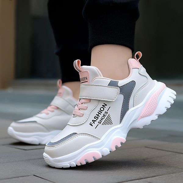 

winter shoes casual fashion spring leather big baby girls boys toddler sport pink sneakers for school size 28-37, Black;red