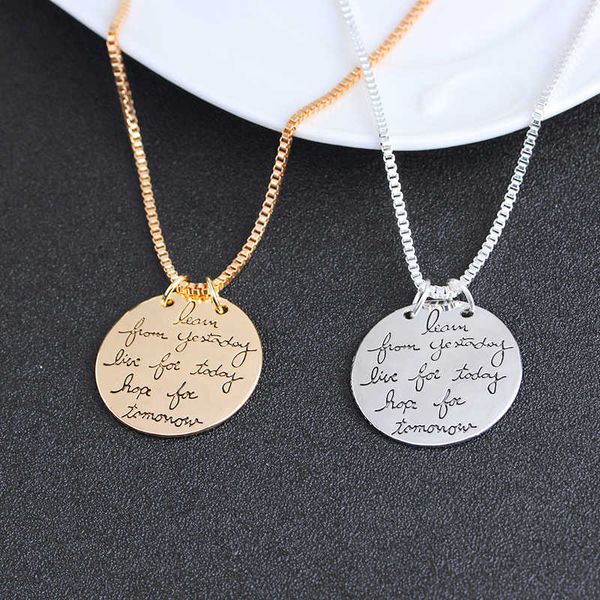 

learn fashion jewelry beauty2019 from yesterday new live today hope tomorrow letter pendant necklace gift for wo, Silver