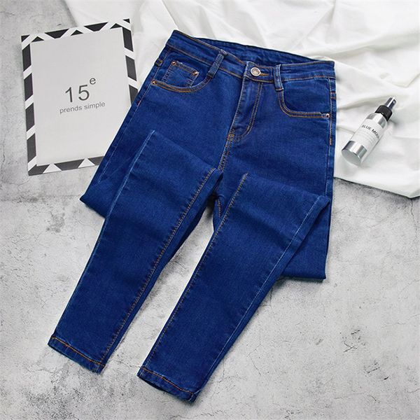 

2020 new women black jeans high waist jeans fashion plus size stretch jeans female washed denim skinny cowboy pencil pants r246 c1008, Black;white