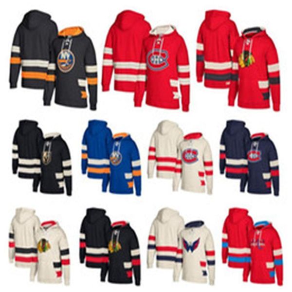 

custom hockey hoodie pullover chicago blackhawks vegas golden knights washington capitals montreal canadiens new york islanders quality, Black;red