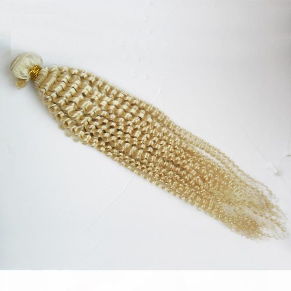 

malaysian hair kinky curly extensions human hair weaving bundles 1pcs new virgin hair extensions blonde, Black