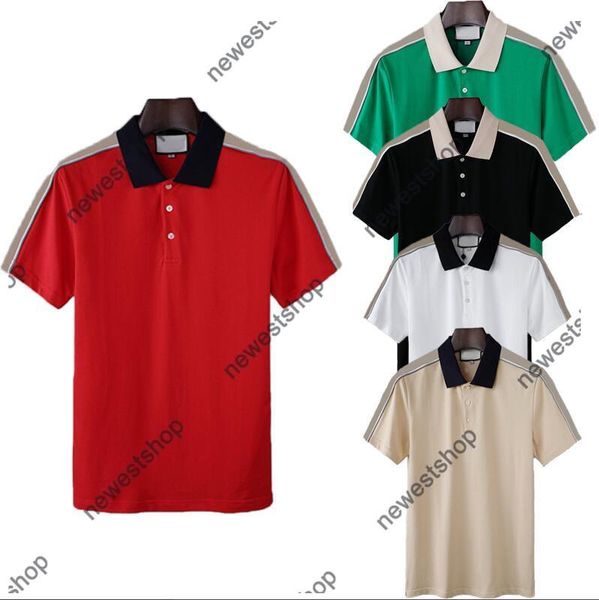 

22ss spring europe mens polos shirts womens classical letter print t shirt screw cotton stripe splicing polo men tshirts, White;black