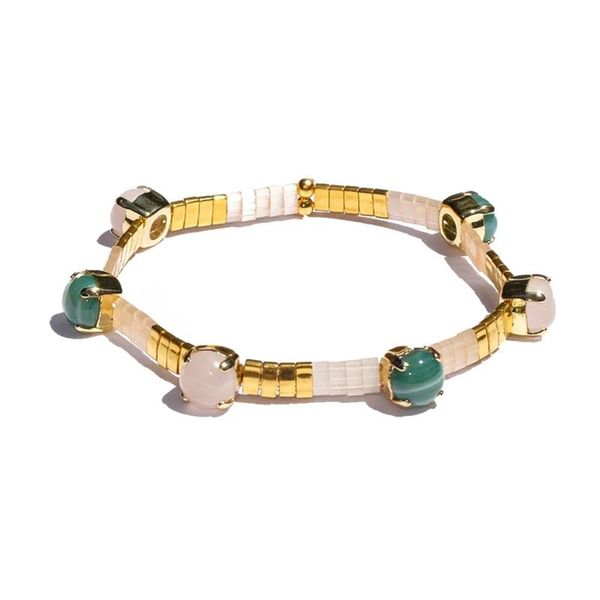 

charm bracelets retro square crystal beads bracelet handmade miyuki tila jewelry bohemian rainbow hand accessories women 2021 year gift, Golden;silver