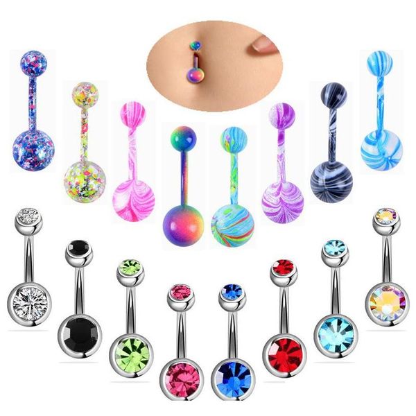 

arrival body jewelry spotted color baking navel ring stainless steel belly bar rings navel button piercing jewelry fashion pzj34, Silver