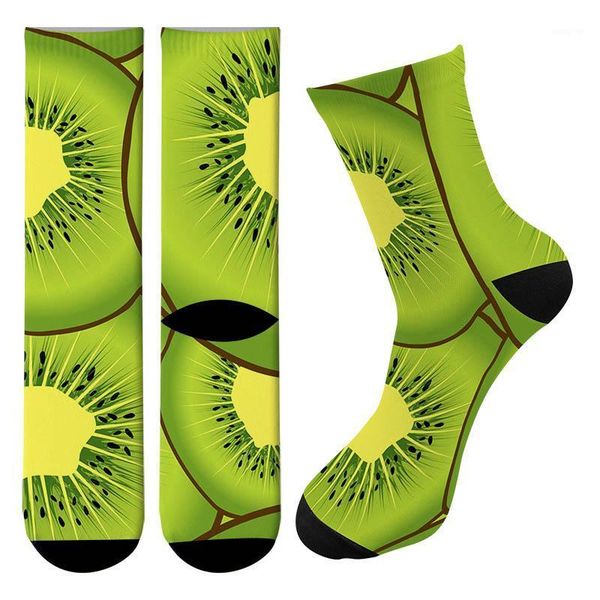 

new 3d printed kiwi fruit men crew cycling socks street trend taco skateboard long socks causal peanut funny tube1, Black