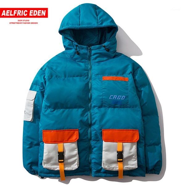 

aelfric eden multi pockets men thick coat fashion casual cotton streetwear 2020 patchwork parkas male harajuku hip hop overcoats1, Black