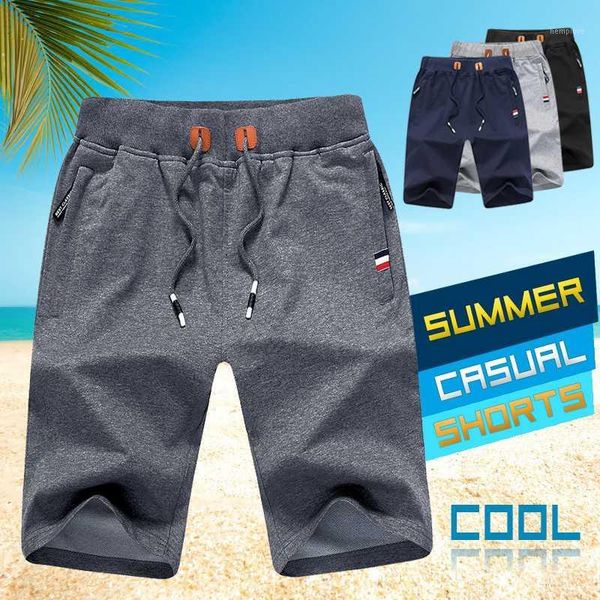 

summer mens shorts 2020 new solid color beach shorts mens quality cotton short pants casual elastic waist work bermuda1, White;black