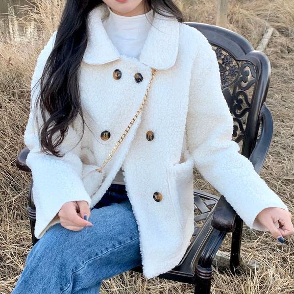 

jxmyy new autumn and winter fashion products korean lamb wool coat and cardigan (with bag)1, Black;brown