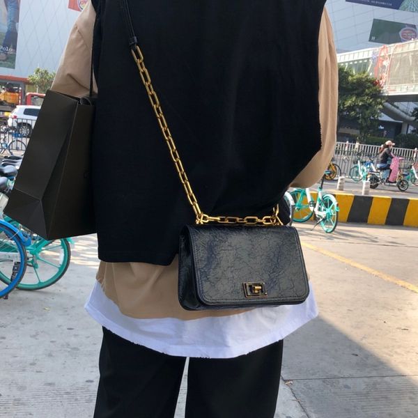 

n6vrh bag women's pleated metal chain underarm square agate small new bagagate small square bag lock flip single shoulder crossbody 202