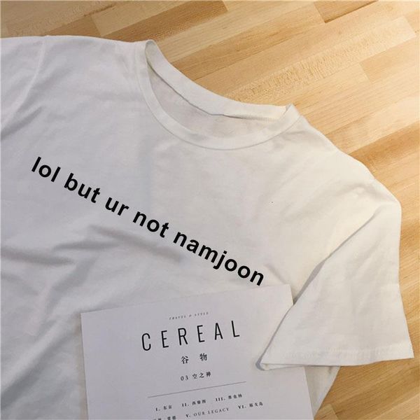 

lol but ur not namjoon letter print women t-shirt o-neck new summer casual ulzzang tumblr kpop harajuku loose tees plus size, White
