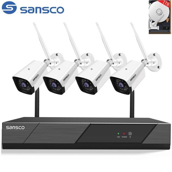 

sansco 8ch wireless cctv system 1080p 1tb 4pcs 2mp nvr ip ir-cut outdoor cctv camera ip security system video surveillance kit1