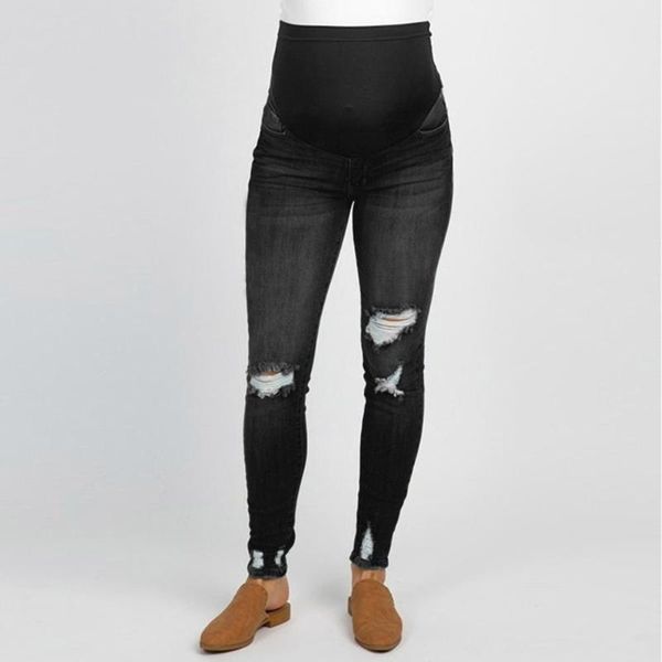 

jeans women maternity denim pants high waist pregnant ripped jeans trousers nursing prop belly legging vaqueros mujer #2o17, Blue