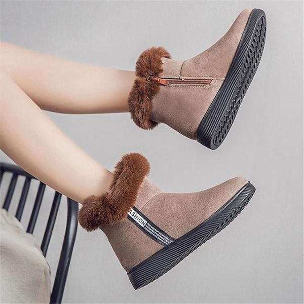 

boots winter snow women's large plush thick cotton shoes warm medium waterproof, Black