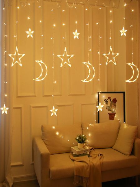 

red lighting net small colored flashing string lights all over the sky star girl heart bedroom room decoration christmas