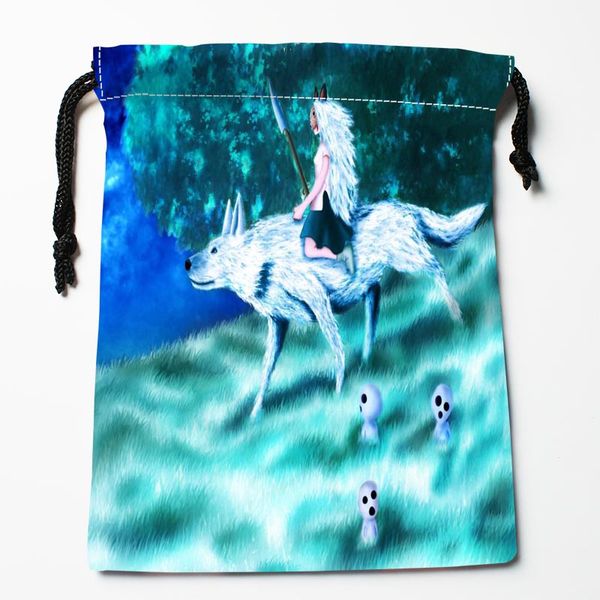 

princess mononoke drawstring bags custom storage printed receive bag compression type bags size 18x22cm storage bags