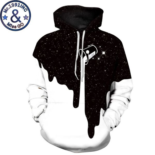

fashion spilled milk space galaxy hoodie sweatshirt men/women 3d hoodies sweatshirt men hip hop hoody hooded tracksuit, Black